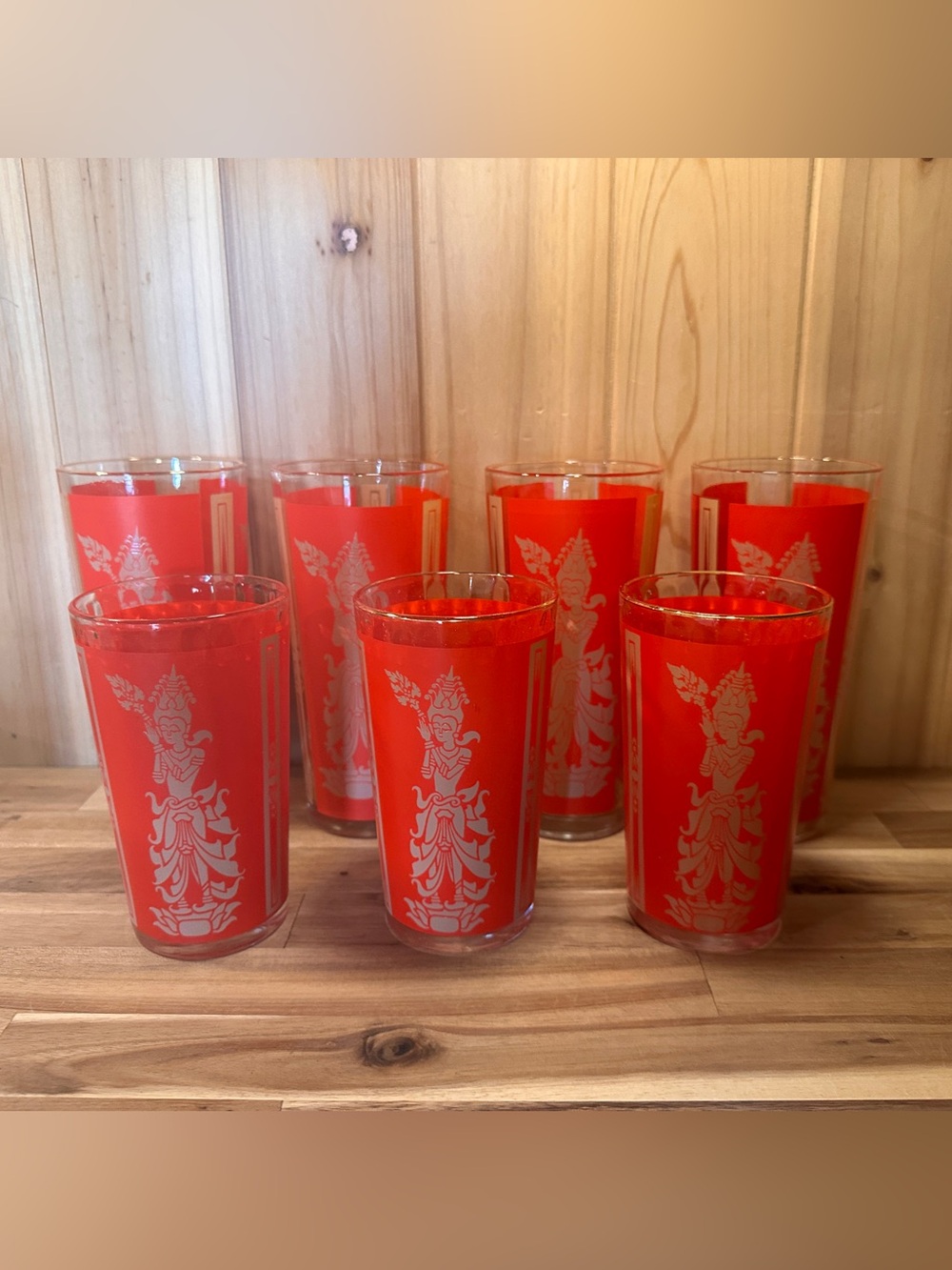 Vintage 1960’s Culver Thai Goddess (Mandalay) Highball and Lowball Glasses